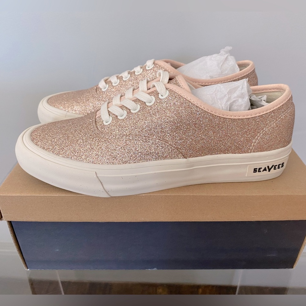 Seavees for JCrew Legend Pink Glitter Sneakers NIB